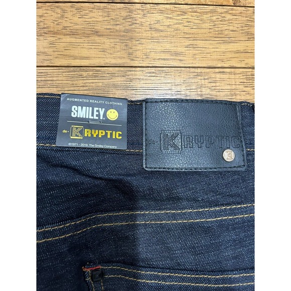 deKryptic Smiley Painted Dark Denim Jeans Graphic Print Men’s Size 42/34 NWT - Picture 6 of 7